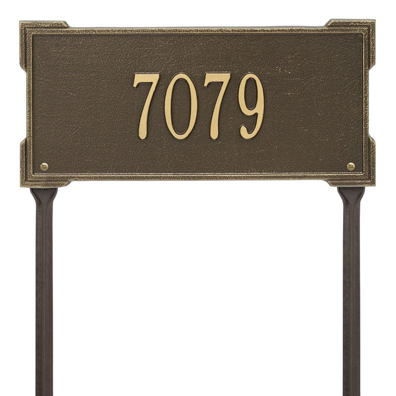 Whitehall Roanoke Standard Lawn 1-Line Personalized Address Plaque - Antique Brass