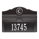 Whitehall Colonial Wall Mailbox Package #1 (Mailbox, Plaque & Personalized Monogram) - Black/White