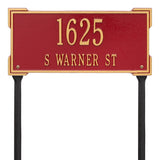 Whitehall Roanoke Standard Lawn 2-Line Personalized Address Plaque - Red/Gold