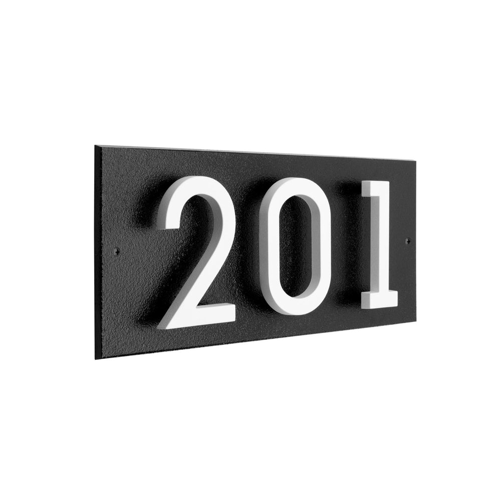 Whitehall Floating Stand-Off Horizontal House Number Personalized Sign, 3 Numbers - Black/White