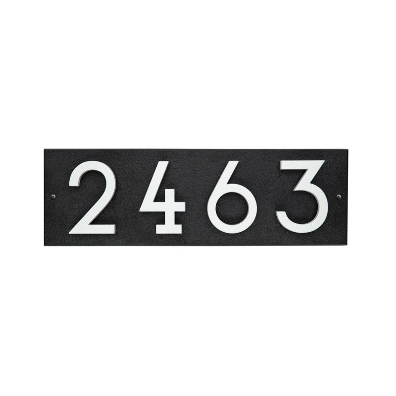 Whitehall Floating Stand-Off Horizontal House Number Personalized Sign, 4 Numbers - Black/White