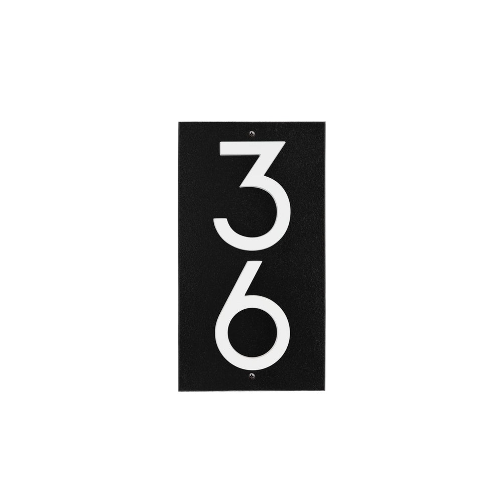Whitehall Floating Stand-Off Vertical House Number Personalized Sign, 2 Numbers - Black/White