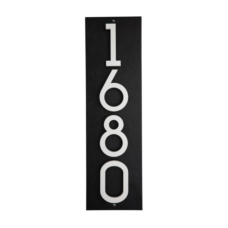Whitehall Floating Stand-Off Vertical House Number Personalized Sign, 4 Numbers - Black/White