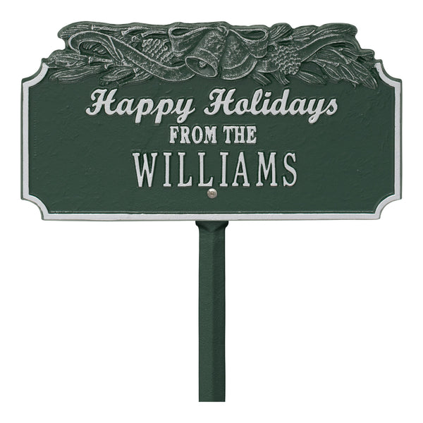 Whitehall Products Whitehall Happy Holidays with Bells Standard Lawn 1-Line Personalized Holiday Plaque