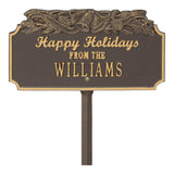 Whitehall Happy Holidays with Bells Standard Lawn 1-Line Personalized Holiday Plaque - Bronze/Gold