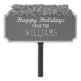 Whitehall Happy Holidays with Bells Standard Lawn 1-Line Personalized Holiday Plaque - Pewter/Silver
