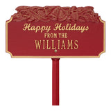 Whitehall Happy Holidays with Bells Standard Lawn 1-Line Personalized Holiday Plaque - Red/Gold