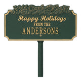 Whitehall Happy Holidays with Candy Canes Standard Lawn 1-Line Personalized Holiday Plaque - Green/Gold
