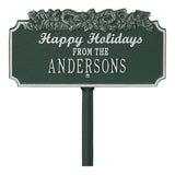 Whitehall Happy Holidays with Candy Canes Standard Lawn 1-Line Personalized Holiday Plaque - Green/Silver