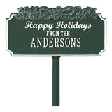 Whitehall Happy Holidays with Candy Canes Standard Lawn 1-Line Personalized Holiday Plaque - Green/White