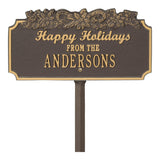 Whitehall Happy Holidays with Candy Canes Standard Lawn 1-Line Personalized Holiday Plaque - Bronze/Gold