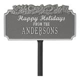 Whitehall Happy Holidays with Candy Canes Standard Lawn 1-Line Personalized Holiday Plaque - Pewter/Silver