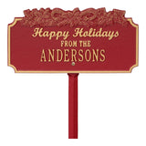Whitehall Happy Holidays with Candy Canes Standard Lawn 1-Line Personalized Holiday Plaque - Red/Gold