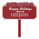 Whitehall Happy Holidays with Candy Canes Standard Lawn 1-Line Personalized Holiday Plaque - Red/White
