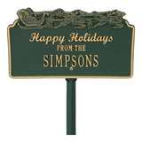 Whitehall Happy Holidays with Sleigh Standard Lawn 1-Line Personalized Holiday Plaque - Green/Gold