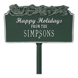 Whitehall Happy Holidays with Sleigh Standard Lawn 1-Line Personalized Holiday Plaque - Green/Silver