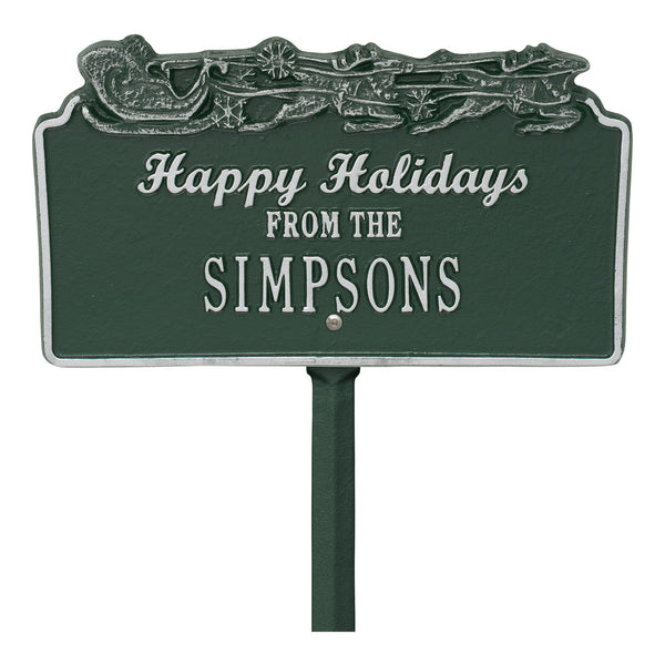 Whitehall Products Whitehall Happy Holidays with Sleigh Standard Lawn 1-Line Personalized Holiday Plaque