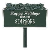 Whitehall Happy Holidays with Sleigh Standard Lawn 1-Line Personalized Holiday Plaque - Green/White