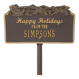Whitehall Happy Holidays with Sleigh Standard Lawn 1-Line Personalized Holiday Plaque - Bronze/Gold