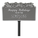 Whitehall Happy Holidays with Sleigh Standard Lawn 1-Line Personalized Holiday Plaque - Pewter/Silver