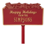 Whitehall Happy Holidays with Sleigh Standard Lawn 1-Line Personalized Holiday Plaque - Red/Gold
