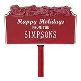 Whitehall Happy Holidays with Sleigh Standard Lawn 1-Line Personalized Holiday Plaque - Red/White