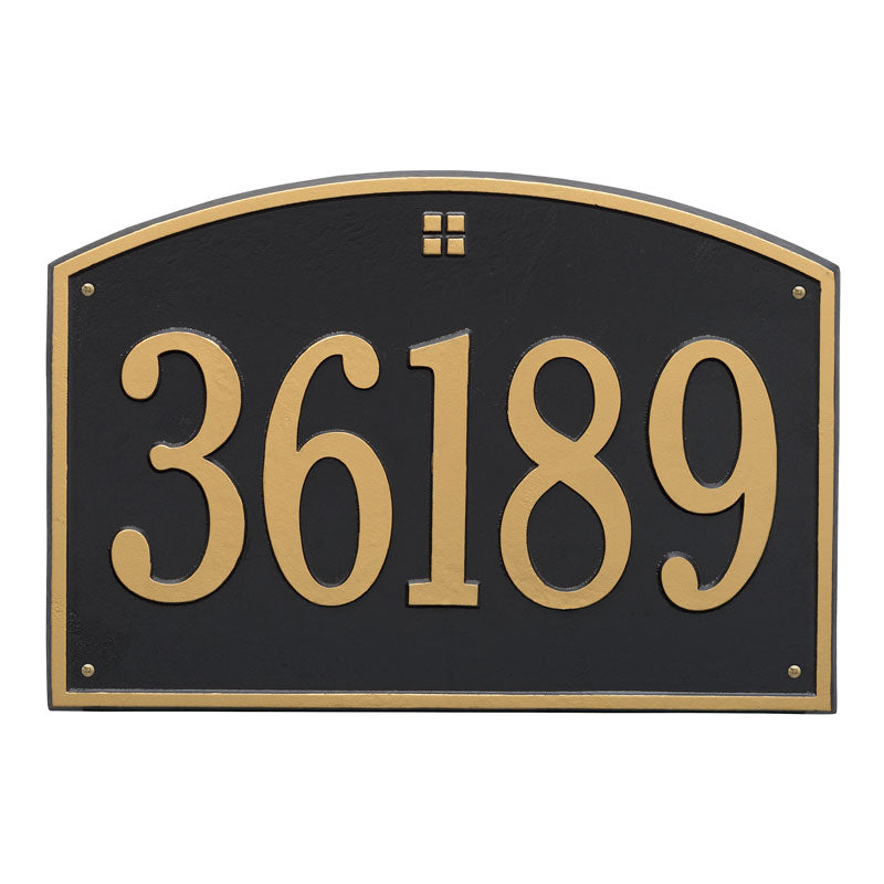 Whitehall Cape Charles Estate Wall 1-Line Personalized Address Plaque - Black/Gold