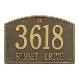 Whitehall Cape Charles Estate Wall 2-Line Personalized Address Plaque - Antique Brass