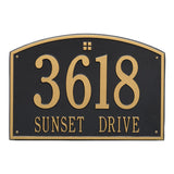 Whitehall Cape Charles Estate Wall 2-Line Personalized Address Plaque - Black/Gold