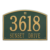 Whitehall Cape Charles Estate Wall 2-Line Personalized Address Plaque - Green/Gold