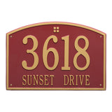 Whitehall Cape Charles Estate Wall 2-Line Personalized Address Plaque - Red/Gold