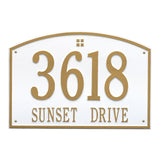 Whitehall Cape Charles Estate Wall 2-Line Personalized Address Plaque - White/Gold