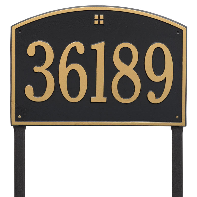 Whitehall Cape Charles Estate Lawn 1-Line Personalized Address Plaque - Black/Gold
