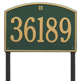 Whitehall Cape Charles Estate Lawn 1-Line Personalized Address Plaque - Green/Gold