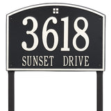 Whitehall Cape Charles Estate Lawn 2-Line Personalized Address Plaque - Black/White