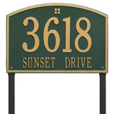 Whitehall Cape Charles Estate Lawn 2-Line Personalized Address Plaque - Green/Gold