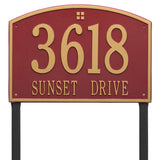 Whitehall Cape Charles Estate Lawn 2-Line Personalized Address Plaque - Red/Gold