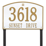Whitehall Cape Charles Estate Lawn 2-Line Personalized Address Plaque - White/Gold