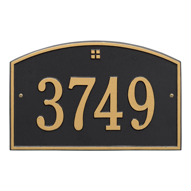 Whitehall Cape Charles Standard Wall 1-Line Personalized Address Plaque - Black/Gold