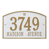Whitehall Cape Charles Standard Wall 2-Line Personalized Address Plaque - White/Gold