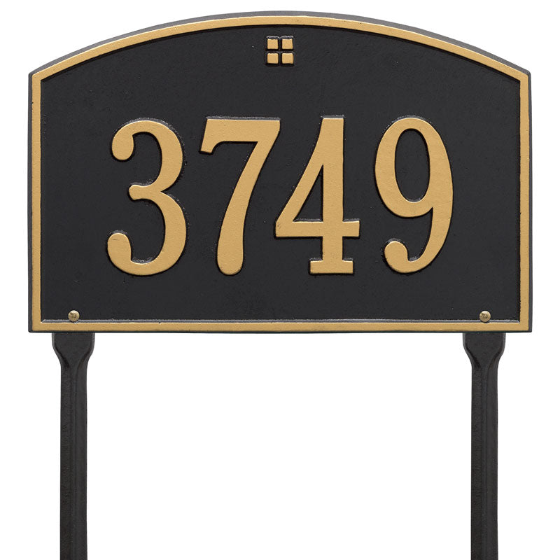 Whitehall Cape Charles Standard Lawn 1-Line Personalized Address Plaque - Black/Gold