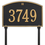Whitehall Cape Charles Standard Lawn 1-Line Personalized Address Plaque - Black/Gold