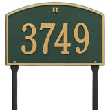 Whitehall Cape Charles Standard Lawn 1-Line Personalized Address Plaque - Green/Gold