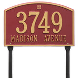 Whitehall Cape Charles Standard Lawn 2-Line Personalized Address Plaque - Red/Gold