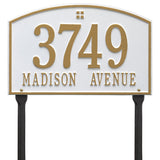 Whitehall Cape Charles Standard Lawn 2-Line Personalized Address Plaque - White/Gold