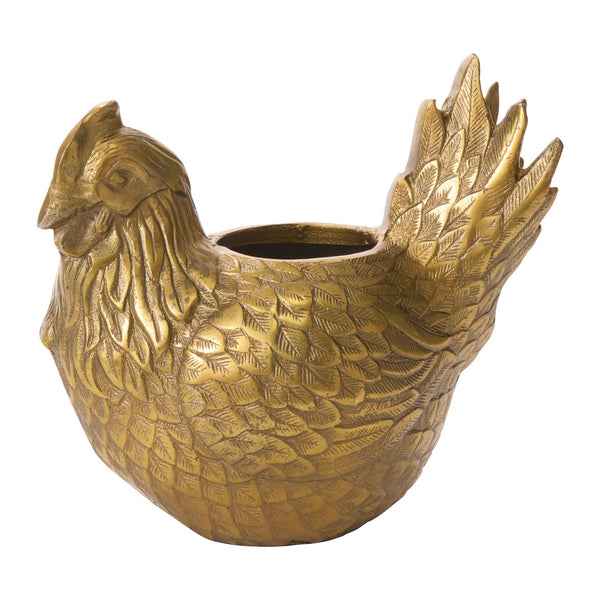 Accent Decor Spring Roost Antique Gold Metal Pot By Accent Decor
