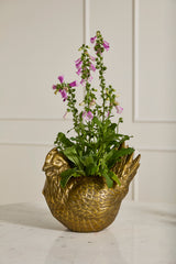 Spring Roost Antique Gold Metal Pot By Accent Decor