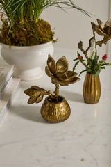 Butterfly Magnolia Antique Gold Textured Sculpture By Accent Decor