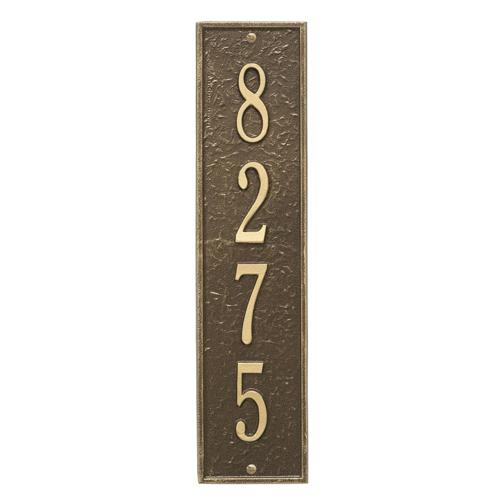 Whitehall Delaware Vertical Wall 1-Line Personalized Address Plaque - Antique Brass
