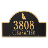 Whitehall Sailboat Arch 2-Line Personalized Address Plaque - Black/Gold